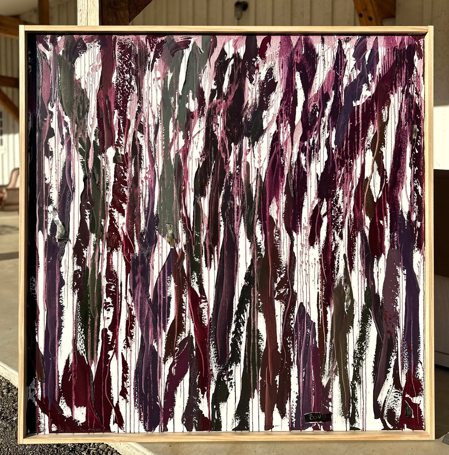 “dried lavender, sage + rosemary shrub, deepened by crushed summer plum + blueberry skins”